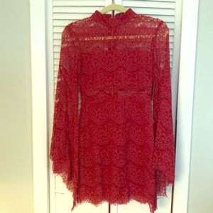 Red lace long sleeved dress unworn with tags
